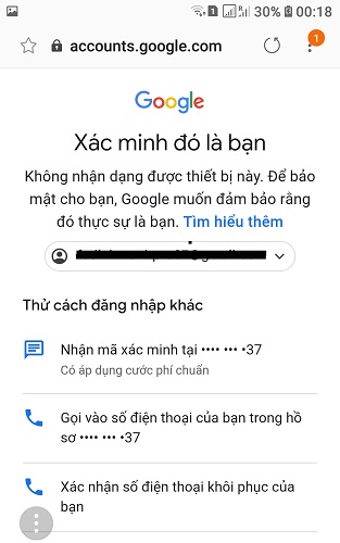 Xác minh 2 bước của Google