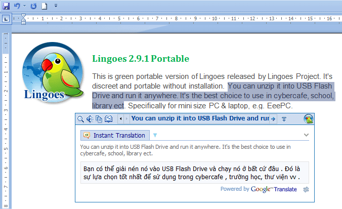 Phần mềm dịch tiếng Anh Lingoes