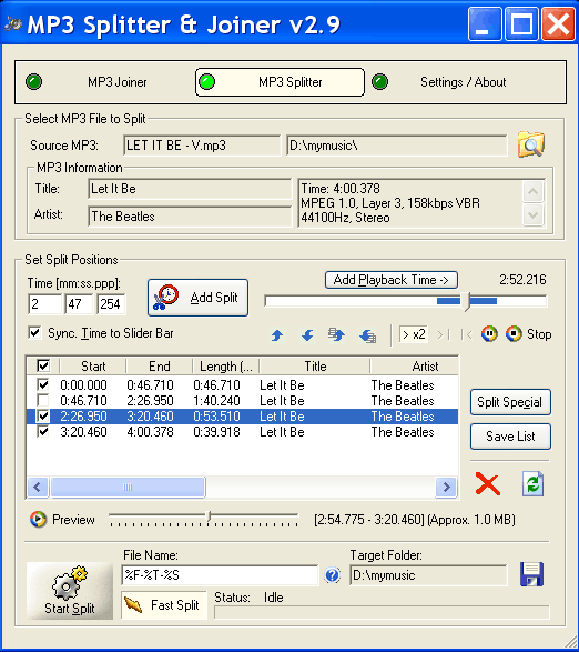 Phần mềm cắt ghép nhạc chuyên nghiệp MP3 Splitter & Joiner