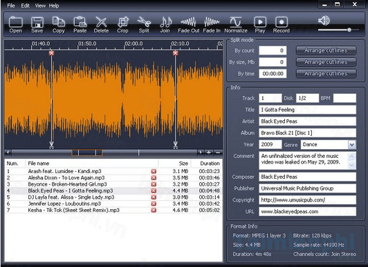 Phần mềm cắt ghép nhạc chuyên nghiệp X - Wave MP3 Cutter Joiner